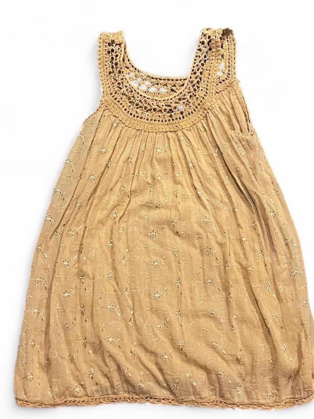 Sleeveless Crochet tank in Warm Mustard